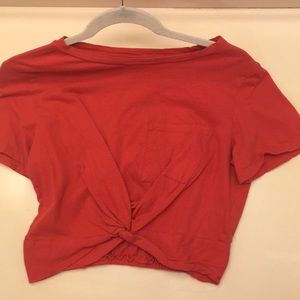 Red crop top shirt